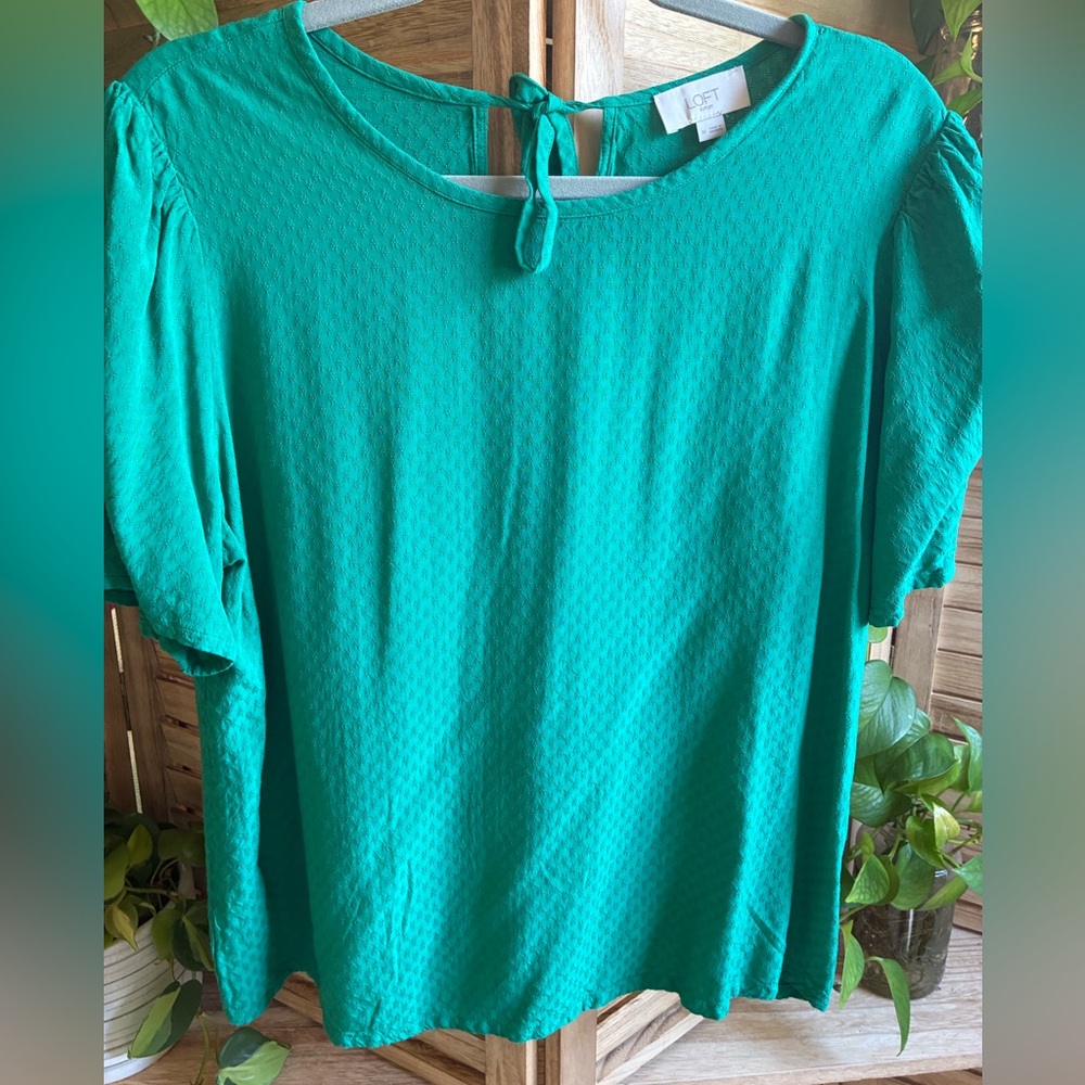 Loft Green Textured Short Sleeve Top